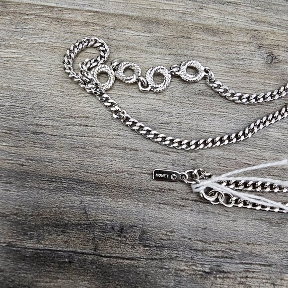 Monet Vintage Silver Tone O Chain Long Necklace - Picture 5 of 5